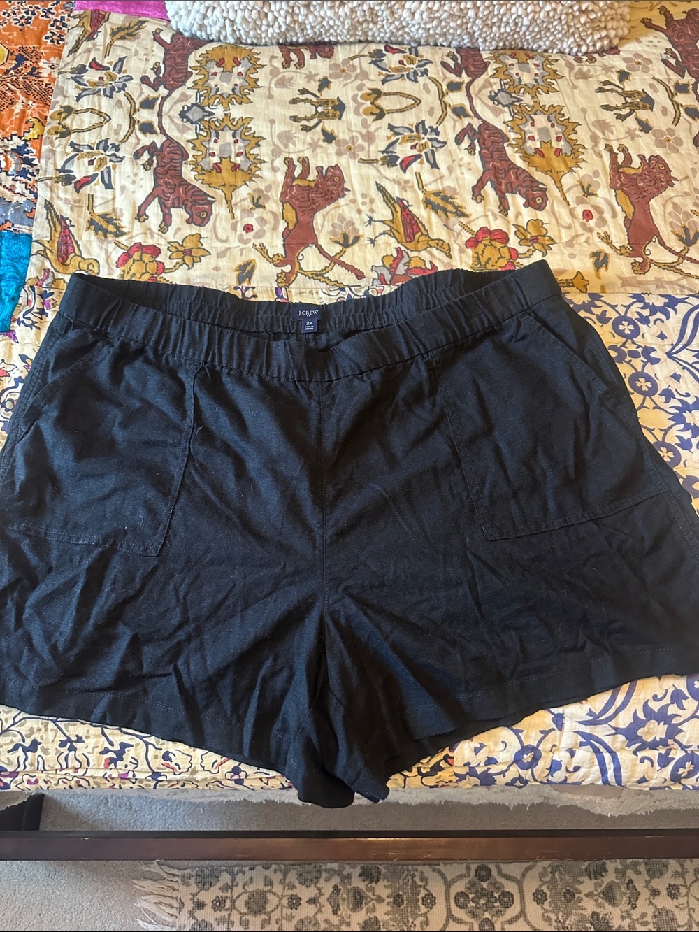 J. Crew Black linen Pull-On Shorts